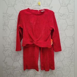 Nwt Girls Christmas Valentine's Day Outfit, Wide leg pants and Top, Red